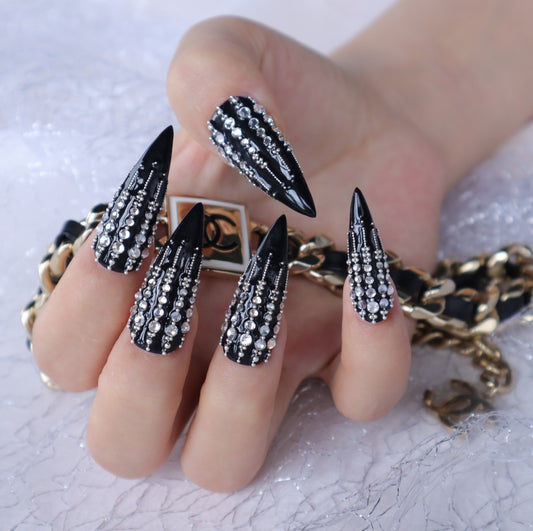 Black Shine Press On Nails