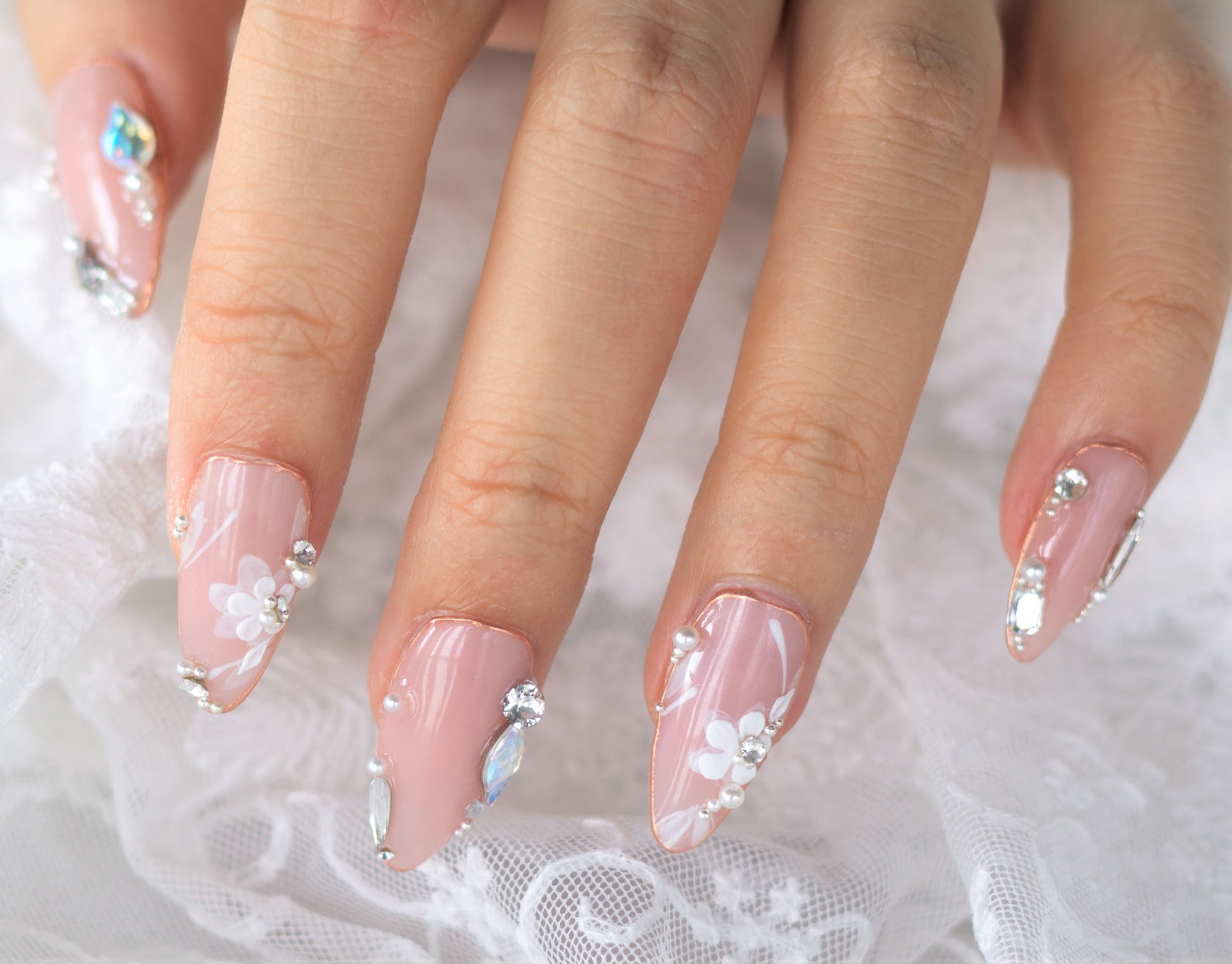 Pink Bridal Nails